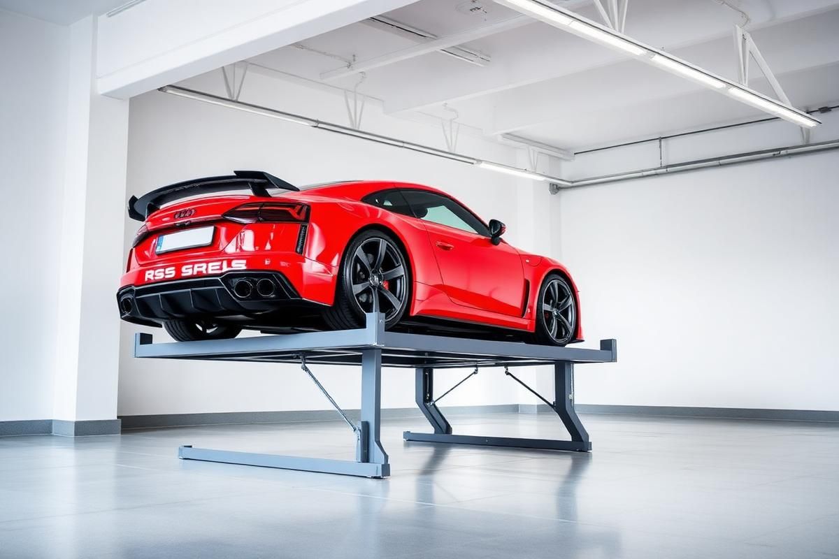 Performance car on the lift